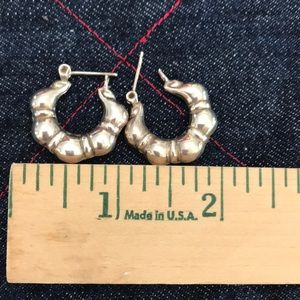 Silver shrimp hoop earrings